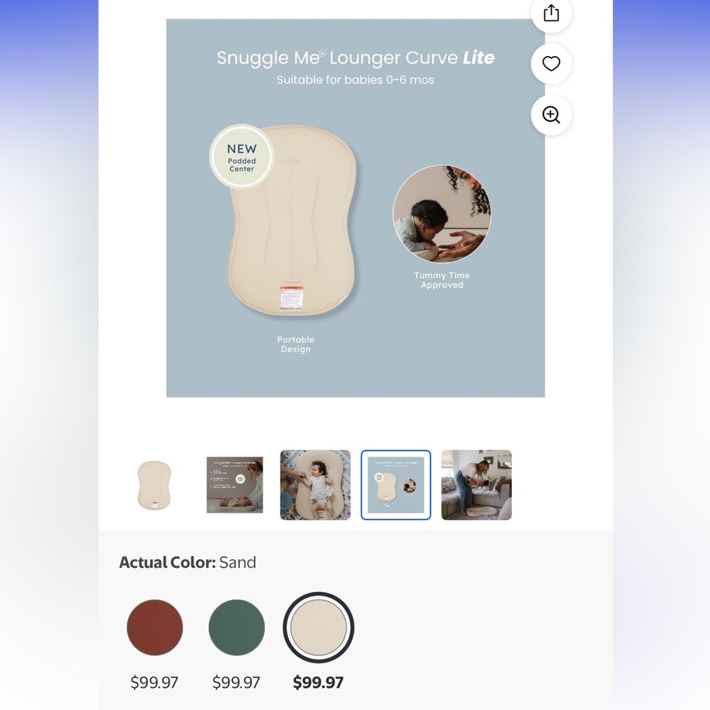 Snuggle Me® Lounger Curve Lite in Sand